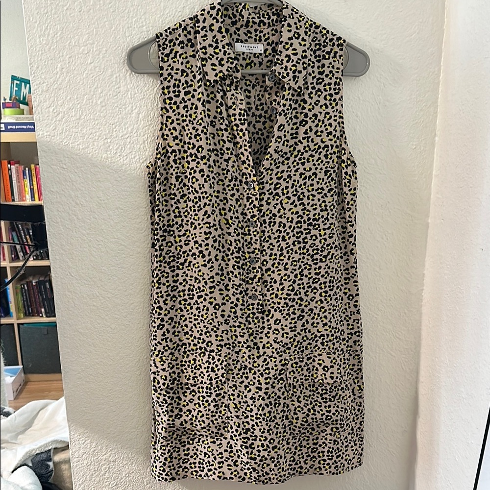Equipment Silk Leopard Print Sleeveless dress